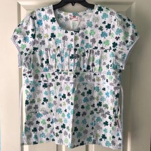 White Cross St. Patrick's Day Scrub Top L